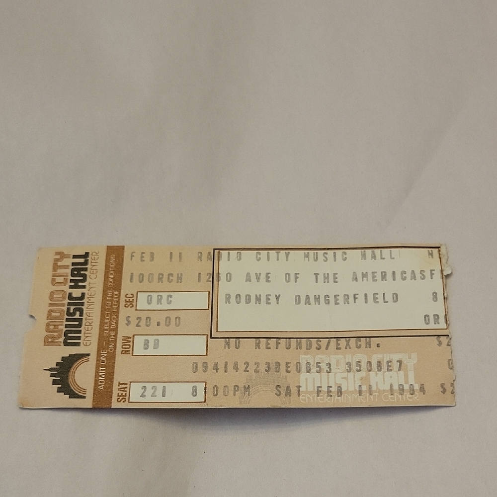 Rodney Dangerfield Vintage Radio City Music Hall Ticket